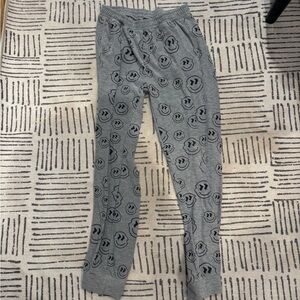 Gray Chaser Smiley Face Print Jogger Sweatpants